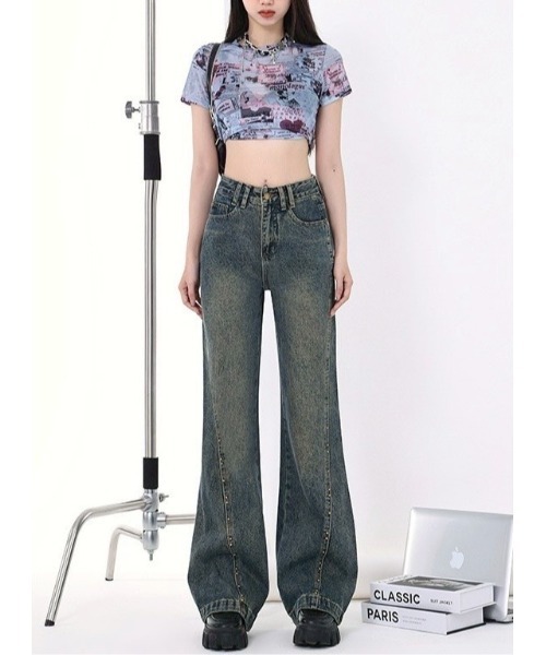ARCHIVER（アーカイバ）の「【Lp】オーバーダイスタッズフレアデニムパンツ（デニムパンツ・レディース・ブルー・SMALL/MEDIUM/LARGE）」の3枚目の写真