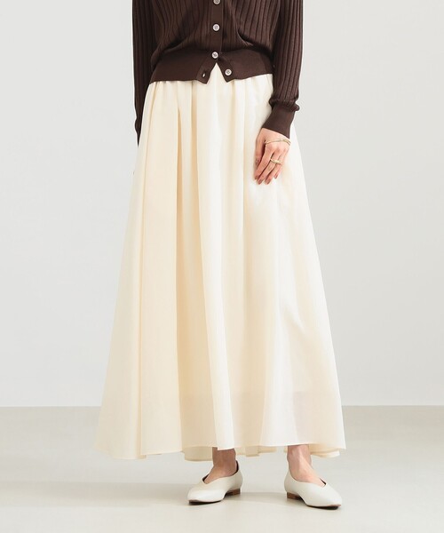 Demi-Luxe BEAMS(デミルクス ビームス)の「【1/9再値下げ】ポプリン ギャザースカート(スカート・レディース・ブラウン/オフホワイト・36/38)」の2枚目の写真