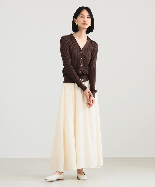 Demi-Luxe BEAMS(デミルクス ビームス)の「【1/9再値下げ】ポプリン ギャザースカート(スカート・レディース・ブラウン/オフホワイト・36/38)」の9枚目の写真