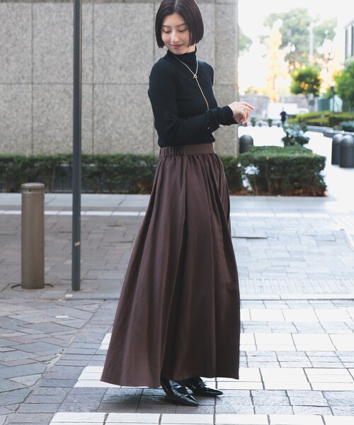 Demi-Luxe BEAMS(デミルクス ビームス)の「【1/9再値下げ】ポプリン ギャザースカート(スカート・レディース・ブラウン/オフホワイト・36/38)」の22枚目の写真