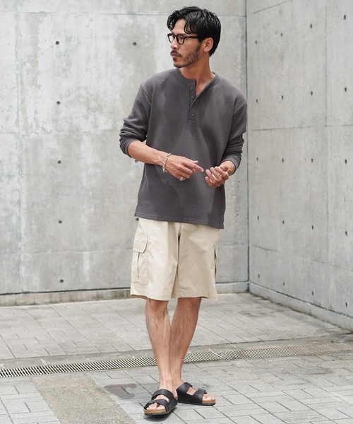 jiggys shop（ジギーズショップ）の「ワイドシルエット カーゴ イージー ハーフパンツ ショートパンツ（その他パンツ・メンズ・チャコールグレー/ブラック/オフホワイト/カーキ・MEDIUM/LARGE/X-LARGE）」の18枚目の写真