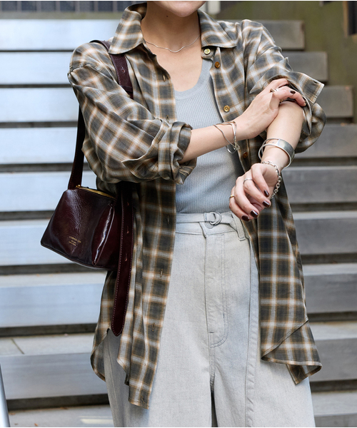 セール】ウールミックスボイルチェックシャツ（シャツ/ブラウス