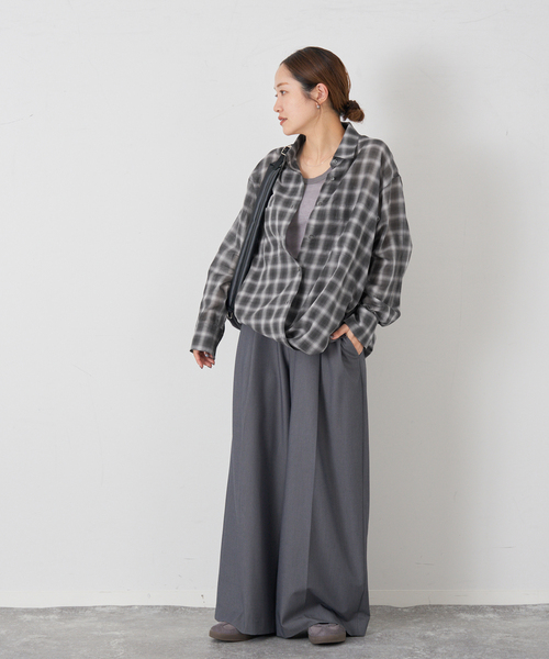 セール】ウールミックスボイルチェックシャツ（シャツ/ブラウス