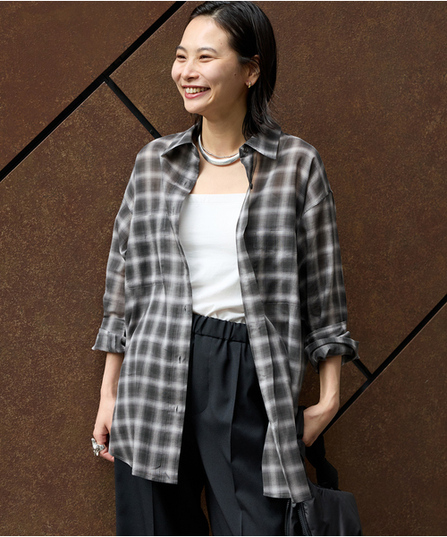 セール】ウールミックスボイルチェックシャツ（シャツ/ブラウス