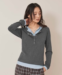 miette（ミエット）の「レイヤード風ヘンリーネックトップス（Tシャツ/カットソー）」