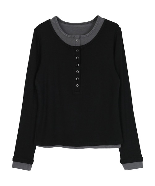 レイヤード風ヘンリーネックトップス（Tシャツ/カットソー）｜miette