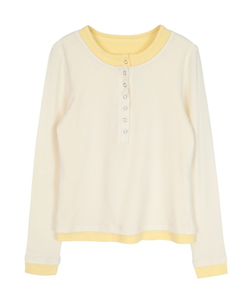 miette(ミエット)の「レイヤード風ヘンリーネックトップス(Tシャツ/カットソー・レディース・ネイビー/レッド/アイボリー/ブラック/チャコール/ライトグレー/ブラウン/ブラック系その他/ドット・L/M)」の19枚目の写真