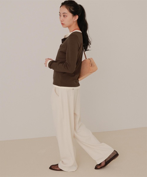 レイヤード風ヘンリーネックトップス（Tシャツ/カットソー）｜miette