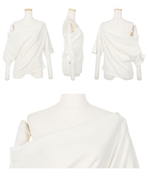 KOBE LETTUCE（コウベレタス）の「オフショルダーTシャツ（Tシャツ/カットソー・レディース・オフホワイト/チャコール/ボルドー・M）」の8枚目の写真