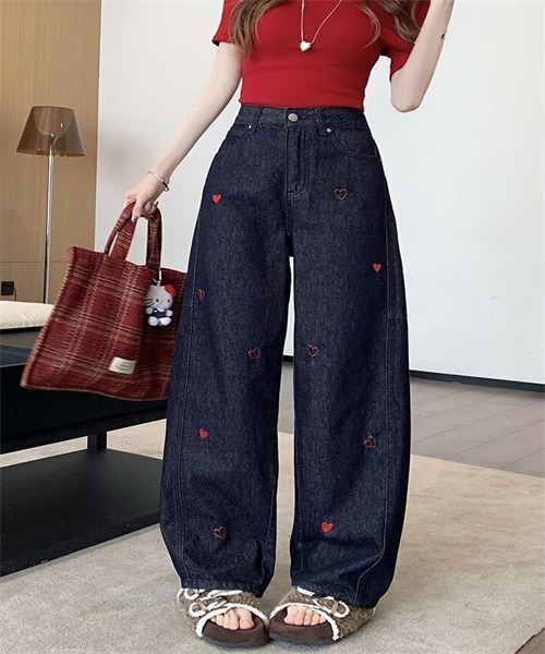 ハート刺繍デニムパンツ（デニムパンツ）｜Dream garden（ドリーム