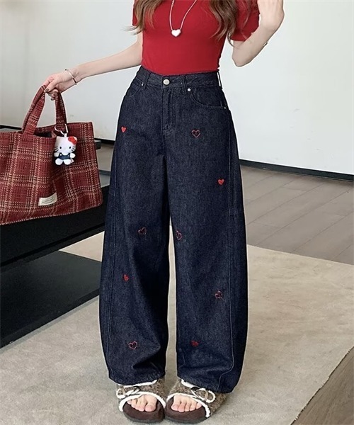 Dream garden(ドリームガーデン)の「ハート刺繍デニムパンツ(デニムパンツ・レディース・インディゴブルー・M/L/2XL/XL/5XL/S/3XL/4XL)」の11枚目の写真