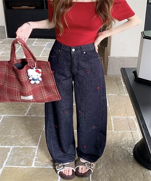 Dream garden(ドリームガーデン)の「ハート刺繍デニムパンツ(デニムパンツ・レディース・インディゴブルー・M/L/2XL/XL/5XL/S/3XL/4XL)」の7枚目の写真