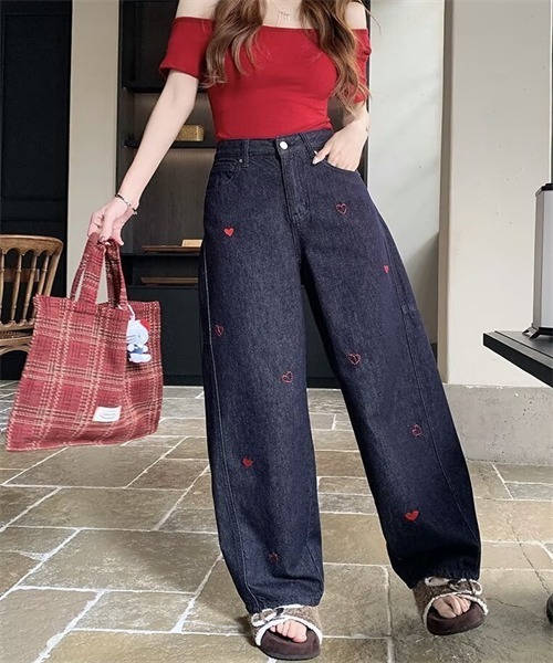 セール】ハート刺繍デニムパンツ（デニムパンツ）｜Dream garden