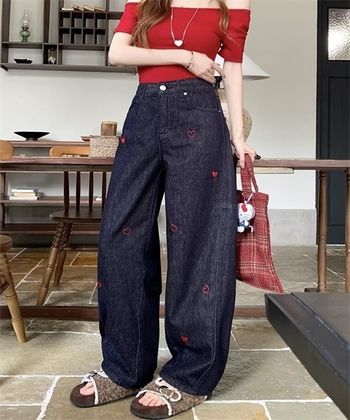 Dream garden(ドリームガーデン)の「ハート刺繍デニムパンツ(デニムパンツ・レディース・インディゴブルー・M/L/2XL/XL/5XL/S/3XL/4XL)」の14枚目の写真