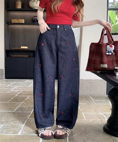 Dream garden(ドリームガーデン)の「ハート刺繍デニムパンツ(デニムパンツ・レディース・インディゴブルー・M/L/2XL/XL/5XL/S/3XL/4XL)」の10枚目の写真