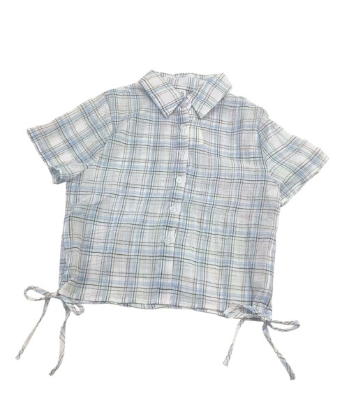 VIBGYOR(ヴィブジョー)の「サイドドロストシャーリングチェックシャツ 半袖(CZ)(Tシャツ/カットソー・レディース・ネイビー/ホワイト・FREE)」の18枚目の写真