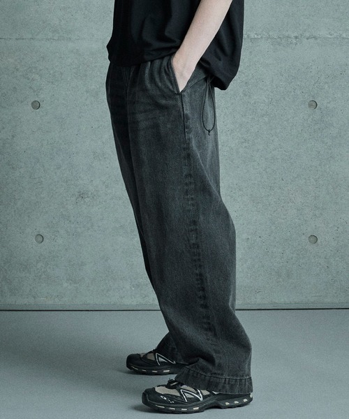 2024年　プライスタグ付き新品未使用黒デニムワイドパンツ セール】[MADE] ノバンウォッシングワイドデニム（デニムパンツ