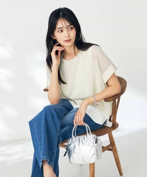 a.v.v(アーヴェヴェ)の「ラメメッシュサマーニット(ニット/セーター・レディース・アイボリー/ブラウン・36/38/40)」の21枚目の写真