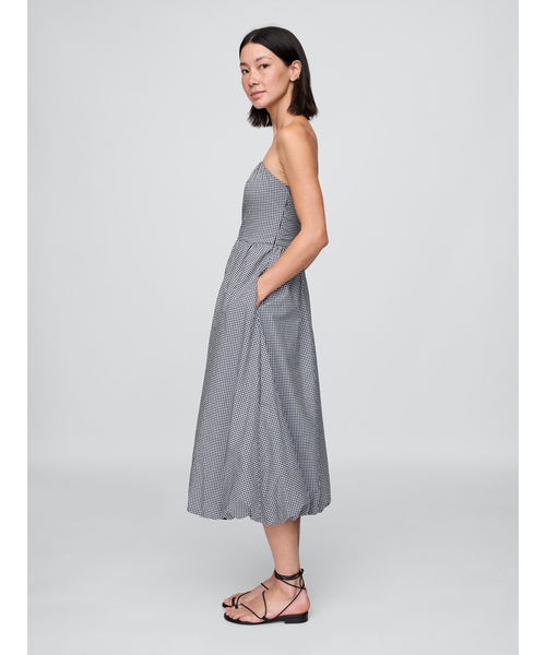 GAP（ギャップ）の「ポプリン ギンガム バブル ミディワンピース（ワンピース・レディース・ネイビー・S/M/XS/XXS/L）」の3枚目の写真