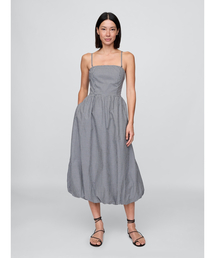 GAP | ポプリン ギンガム バブル ミディワンピース(ワンピース)