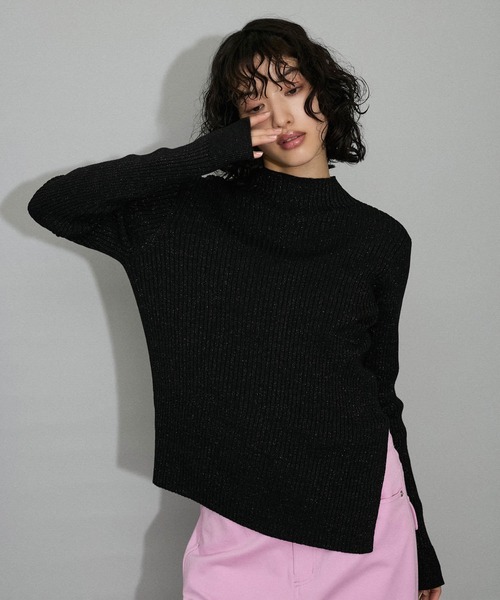 ADAM ET ROPE'（アダムエロペ）の「【WEB限定】・【定番人気】ハイネックラメニットプルオーバー（ニット/セーター・レディース・ブラック/ベージュ/サックスブルー/ホワイト系その他/グレー系その他・FREE）」の7枚目の写真