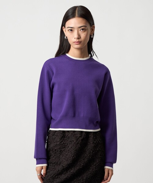 EMMEL REFINES（エメルリファインズ）の「＜EMMEL REFINES＞EM HW ハイショクライン 2WAY ニット トップス（ニット/セーター・レディース・オフホワイト/パープル・FREE）」の14枚目の写真