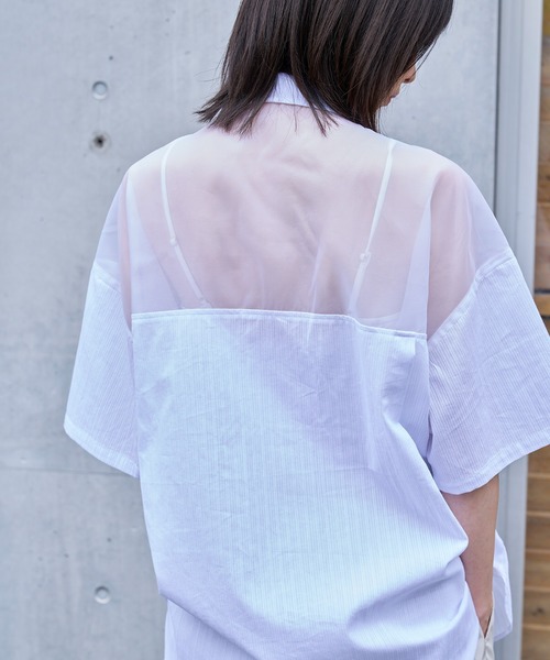 Nora Lily(ノラリリー)の「【Nora Lily】See-through Parts Switch S/S Shirt(シャツ/ブラウス・メンズ・ホワイト/スカイブルー/ブラック・FREE)」の16枚目の写真