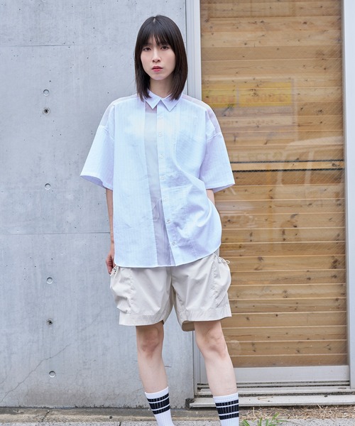 Nora Lily(ノラリリー)の「【Nora Lily】See-through Parts Switch S/S Shirt(シャツ/ブラウス・メンズ・ホワイト/スカイブルー/ブラック・FREE)」の15枚目の写真
