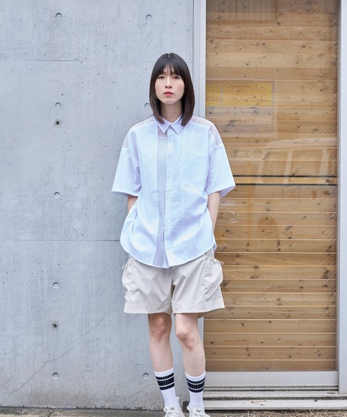 Nora Lily(ノラリリー)の「【Nora Lily】See-through Parts Switch S/S Shirt(シャツ/ブラウス・メンズ・ホワイト/スカイブルー/ブラック・FREE)」の14枚目の写真