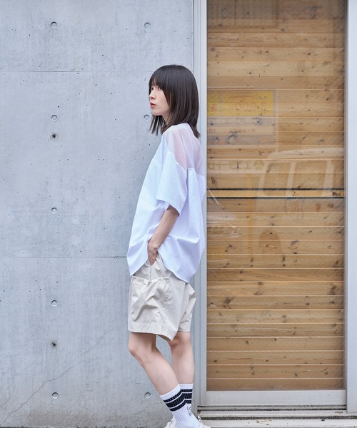 Nora Lily(ノラリリー)の「【Nora Lily】See-through Parts Switch S/S Shirt(シャツ/ブラウス・メンズ・ホワイト/スカイブルー/ブラック・FREE)」の13枚目の写真