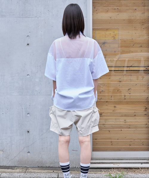 Nora Lily(ノラリリー)の「【Nora Lily】See-through Parts Switch S/S Shirt(シャツ/ブラウス・メンズ・ホワイト/スカイブルー/ブラック・FREE)」の12枚目の写真