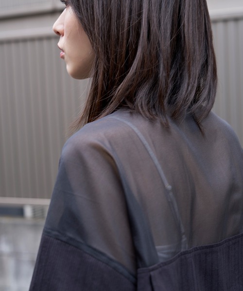 Nora Lily(ノラリリー)の「【Nora Lily】See-through Parts Switch S/S Shirt(シャツ/ブラウス・メンズ・ホワイト/スカイブルー/ブラック・FREE)」の8枚目の写真