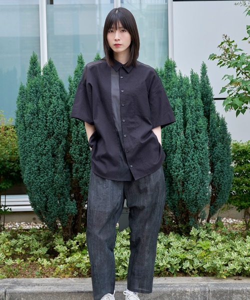 Nora Lily(ノラリリー)の「【Nora Lily】See-through Parts Switch S/S Shirt(シャツ/ブラウス・メンズ・ホワイト/スカイブルー/ブラック・FREE)」の7枚目の写真