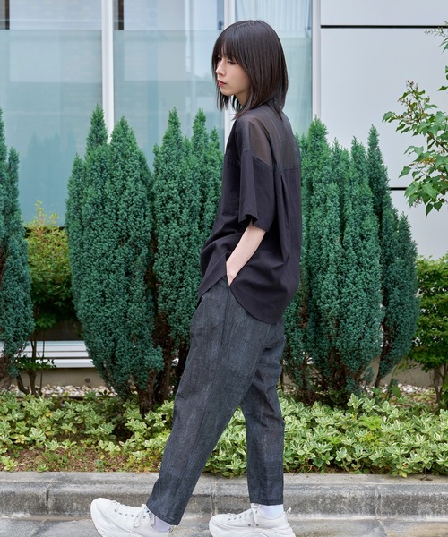 Nora Lily(ノラリリー)の「【Nora Lily】See-through Parts Switch S/S Shirt(シャツ/ブラウス・メンズ・ホワイト/スカイブルー/ブラック・FREE)」の5枚目の写真