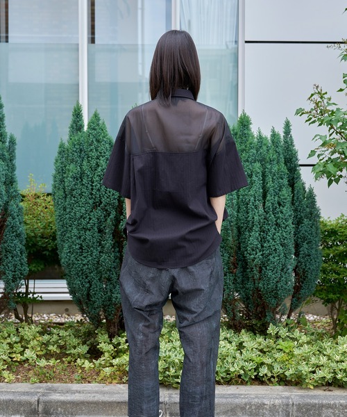 Nora Lily(ノラリリー)の「【Nora Lily】See-through Parts Switch S/S Shirt(シャツ/ブラウス・メンズ・ホワイト/スカイブルー/ブラック・FREE)」の4枚目の写真