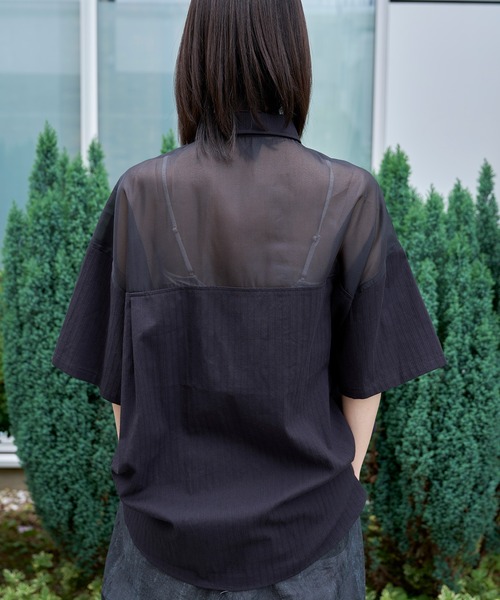 Nora Lily(ノラリリー)の「【Nora Lily】See-through Parts Switch S/S Shirt(シャツ/ブラウス・メンズ・ホワイト/スカイブルー/ブラック・FREE)」の18枚目の写真