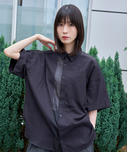 Nora Lily(ノラリリー)の「【Nora Lily】See-through Parts Switch S/S Shirt(シャツ/ブラウス・メンズ・ホワイト/スカイブルー/ブラック・FREE)」の19枚目の写真