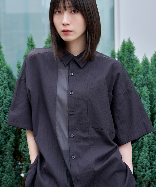 Nora Lily(ノラリリー)の「【Nora Lily】See-through Parts Switch S/S Shirt(シャツ/ブラウス・メンズ・ホワイト/スカイブルー/ブラック・FREE)」の20枚目の写真