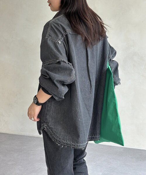 CPCM（シーピーシーエム）の「袖切替フリンジデニムシャツ（シャツ/ブラウス・レディース・ネイビー/ブラック/ブルー・FREE）」の7枚目の写真