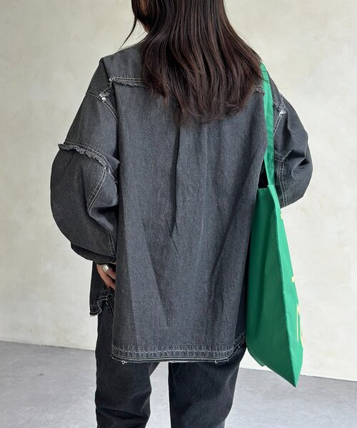 CPCM（シーピーシーエム）の「袖切替フリンジデニムシャツ（シャツ/ブラウス・レディース・ネイビー/ブラック/ブルー・FREE）」の8枚目の写真