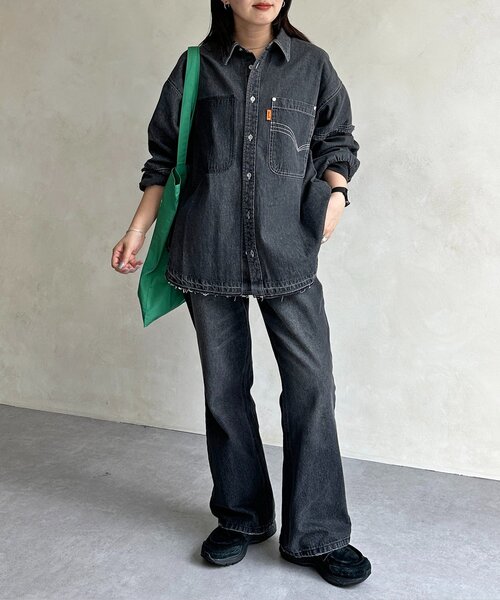 CPCM（シーピーシーエム）の「袖切替フリンジデニムシャツ（シャツ/ブラウス・レディース・ネイビー/ブラック/ブルー・FREE）」の12枚目の写真