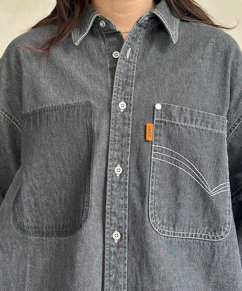 CPCM（シーピーシーエム）の「袖切替フリンジデニムシャツ（シャツ/ブラウス・レディース・ネイビー/ブラック/ブルー・FREE）」の13枚目の写真