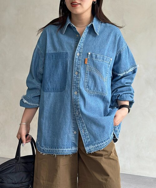 セール】袖切替フリンジデニムシャツ（シャツ/ブラウス）｜CPCM