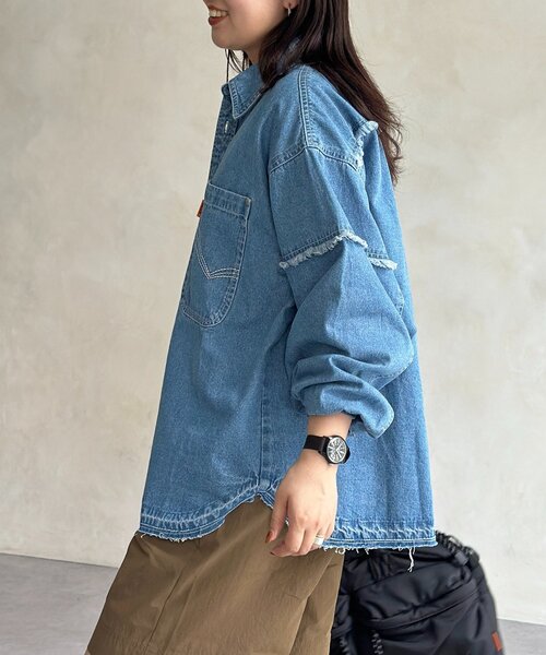 CPCM（シーピーシーエム）の「袖切替フリンジデニムシャツ（シャツ/ブラウス・レディース・ネイビー/ブラック/ブルー・FREE）」の18枚目の写真