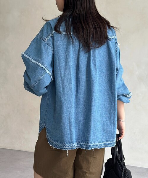 CPCM（シーピーシーエム）の「袖切替フリンジデニムシャツ（シャツ/ブラウス・レディース・ネイビー/ブラック/ブルー・FREE）」の19枚目の写真