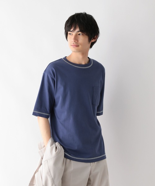 GLOBAL WORK（グローバルワーク）の「フローズンTシャツ/ステッチ/575776（Tシャツ/カットソー・メンズ・ブルー/グレイッシュベージュ/ホワイト/ブラック・LARGE/SMALL/X-LARGE/MEDIUM）」の4枚目の写真