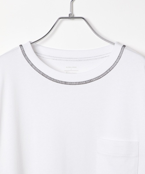GLOBAL WORK（グローバルワーク）の「フローズンTシャツ/ステッチ/575776（Tシャツ/カットソー・メンズ・ブルー/グレイッシュベージュ/ホワイト/ブラック・LARGE/SMALL/X-LARGE/MEDIUM）」の6枚目の写真