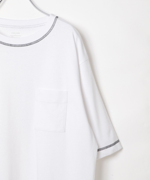 GLOBAL WORK（グローバルワーク）の「フローズンTシャツ/ステッチ/575776（Tシャツ/カットソー・メンズ・ブルー/グレイッシュベージュ/ホワイト/ブラック・LARGE/SMALL/X-LARGE/MEDIUM）」の7枚目の写真