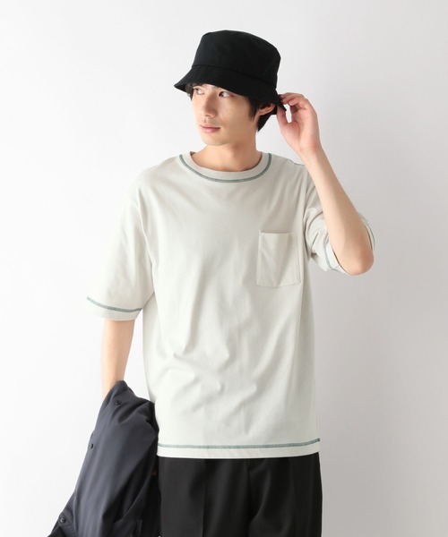 GLOBAL WORK（グローバルワーク）の「フローズンTシャツ/ステッチ/575776（Tシャツ/カットソー・メンズ・ブルー/グレイッシュベージュ/ホワイト/ブラック・LARGE/SMALL/X-LARGE/MEDIUM）」の17枚目の写真