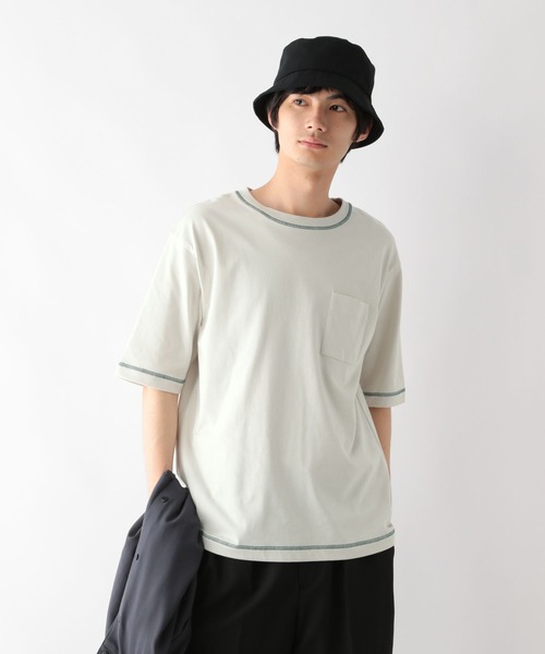 GLOBAL WORK（グローバルワーク）の「フローズンTシャツ/ステッチ/575776（Tシャツ/カットソー・メンズ・ブルー/グレイッシュベージュ/ホワイト/ブラック・LARGE/SMALL/X-LARGE/MEDIUM）」の16枚目の写真